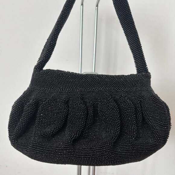 Gorgeous 1920s-1930s Vintage Black Evening Bag with Caviar Beading - Picture 2 of 8